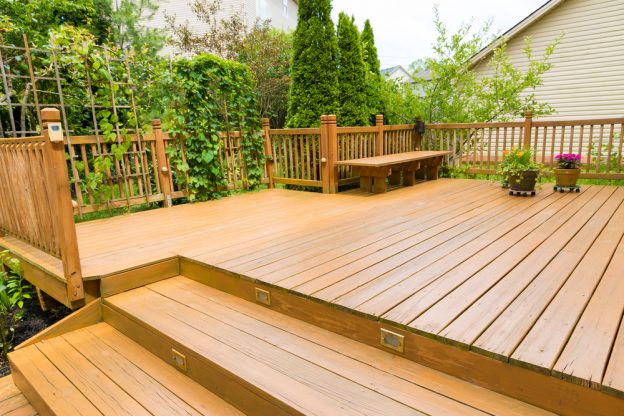 Beautiful yellow decking on someone's back garden